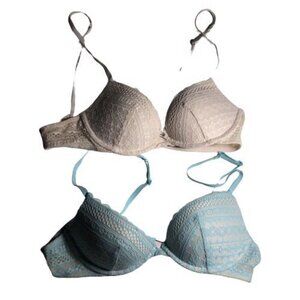 Victoria's Secret Underwire Bra Blue and Beige RN54867 Size 34A #4113-8